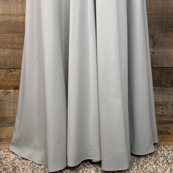 Jenny Yoo Collection Solid Gray High Neck Sleeveless Gown Maxi Dress Size 10 - Picture 6 of 10